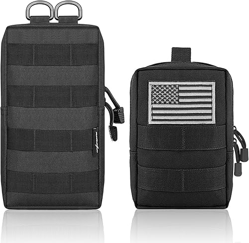 FUNANASUN Paquete de 2 bolsas tácticas Molle pequeña bolsa Molle bolsa compacta resistente al agua EDC bolsa Molle bolsa