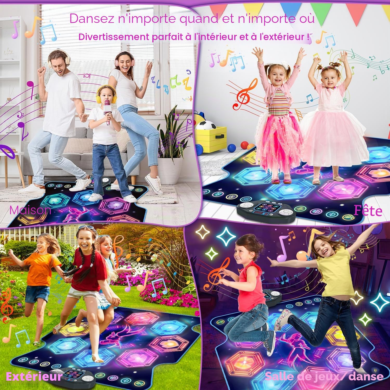 TERRAMUS Tapis de Danse pour Enfants - Tapis de Danse électronique avec 8 Touches et lumières LED pour Enfants de 4 à 8 Ans - Cadeaux d'anniversaire sympas pour Filles et garçons de 3 à 12 Ans et Plus