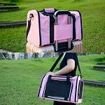 Soft Sided Carrier for Cats Dogs,TSA Airline Approved Collapsible Travel Pet Carrier (Pink, Medium)