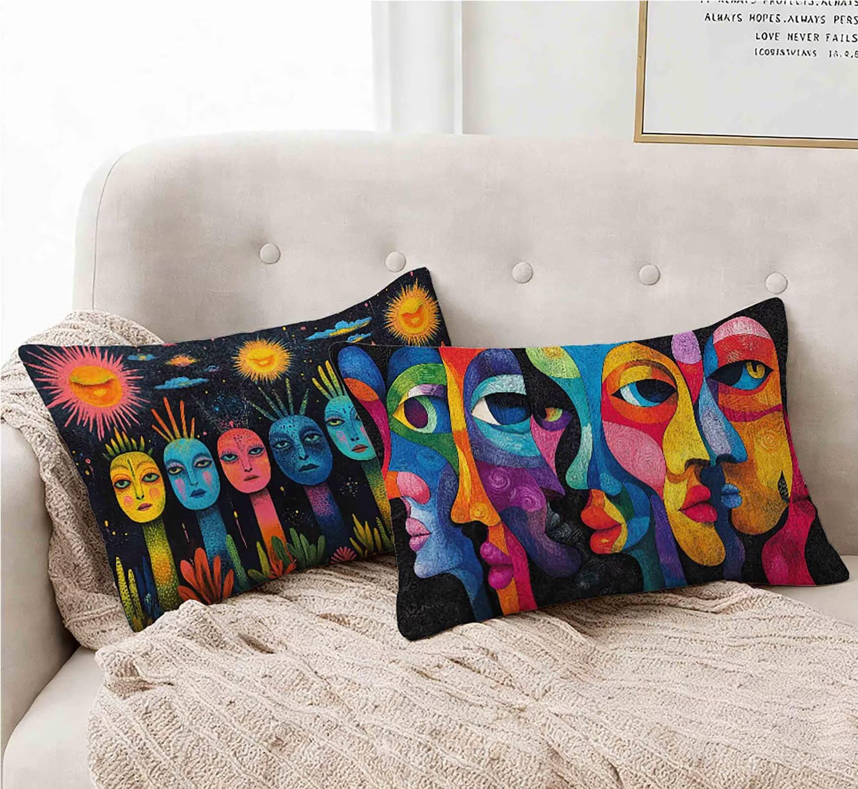 Kolorowa poszewka na poduszkę 50 x 80 cm zestaw 2 sztuk, abstrakcyjna prostokątna poszewka na poduszkę wodoodporna poduszka z niewidocznym zamkiem błyskawicznym do dekoracji domu Sypialnia -lsy2501224