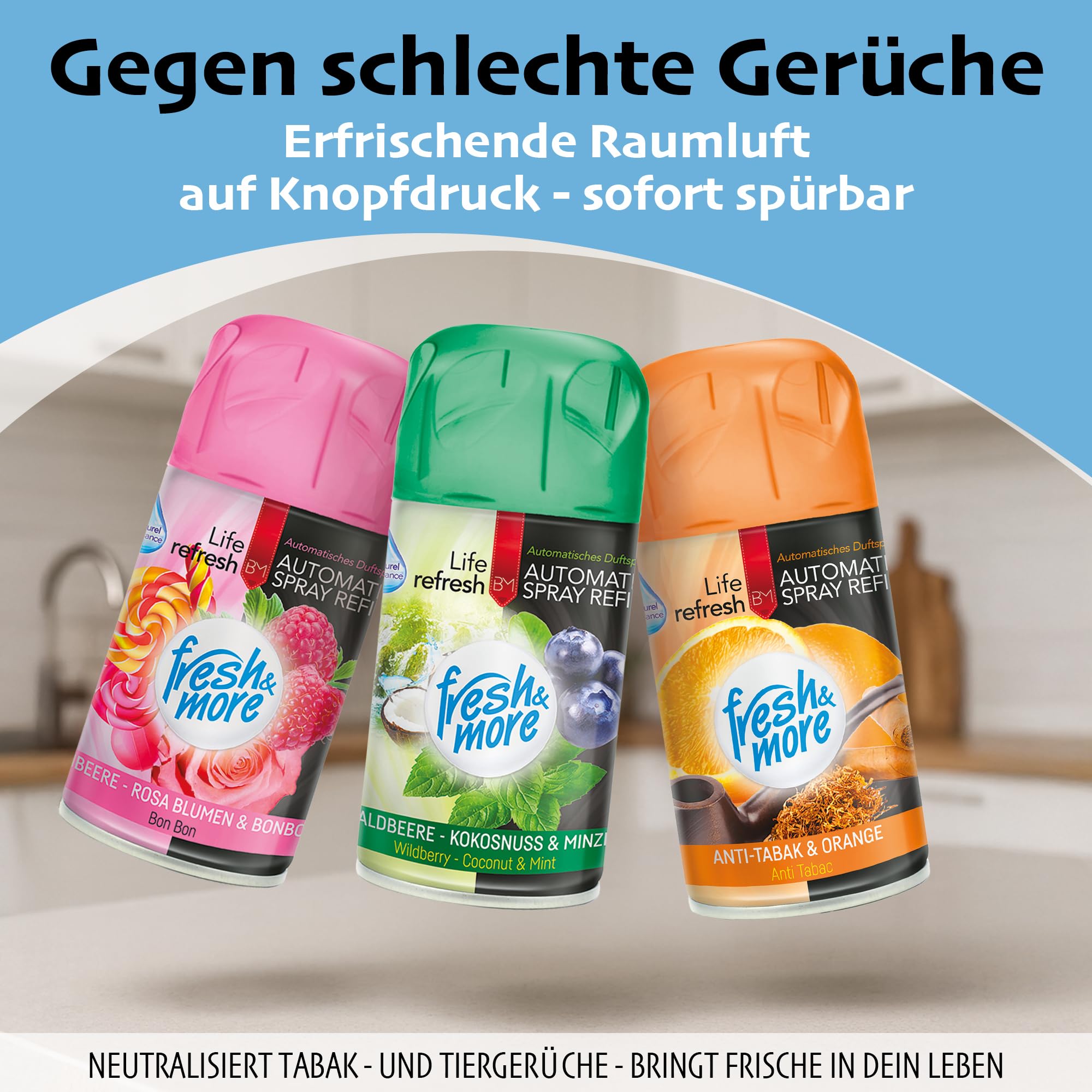 Fresh & More Lufterfrischer Nachfüller Duft-Mix 250ml (30er Pack) | Raumduft-Spray-Nachfüller, kompatibel mit Freshmatic Max, Zufallsmix aus 26 Duftsorten