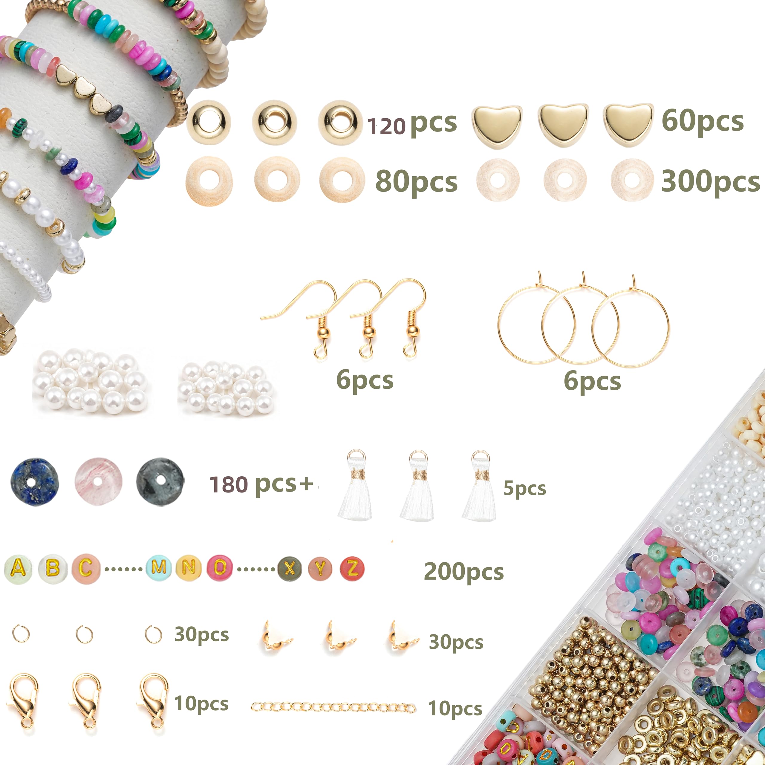 Xylise Kit per la creazione di braccialetti fai da te per ragazze, kit per la creazione di gioielli con perline, kit per braccialetti dell'amicizia con lettere, perline per la creazione di gioielli