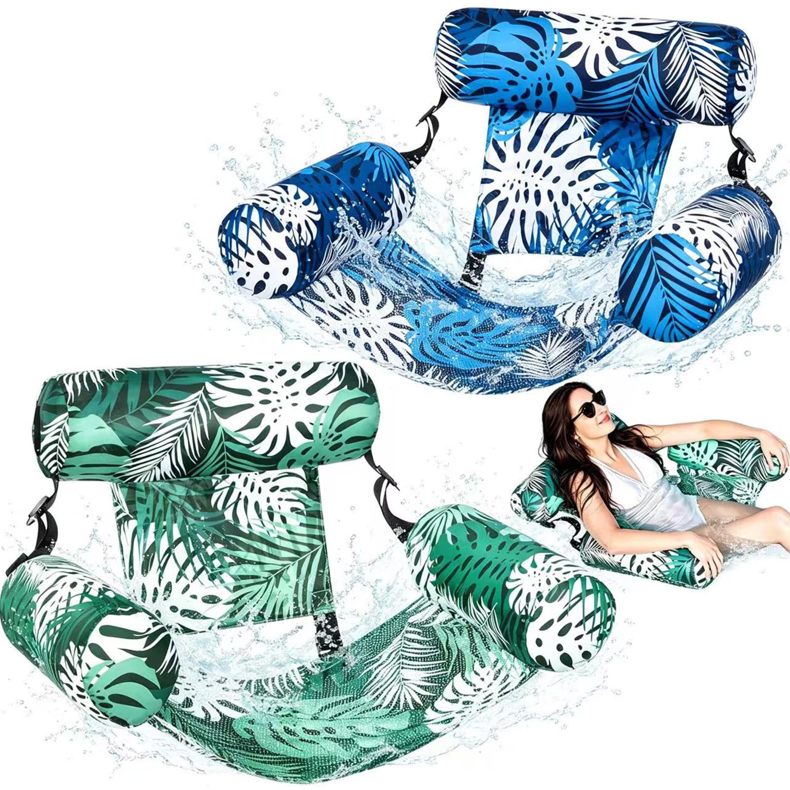 2 Stück Luftmatratze Pool, Aufblasbare Wasser Pool Spielzeug für Erwachsene, Schwimmende Pool-Flöße, Schwimmsitze, Wasserhängematte, Schwimmhängematte, Wasserspielzeug für Erwachsene und Kinder