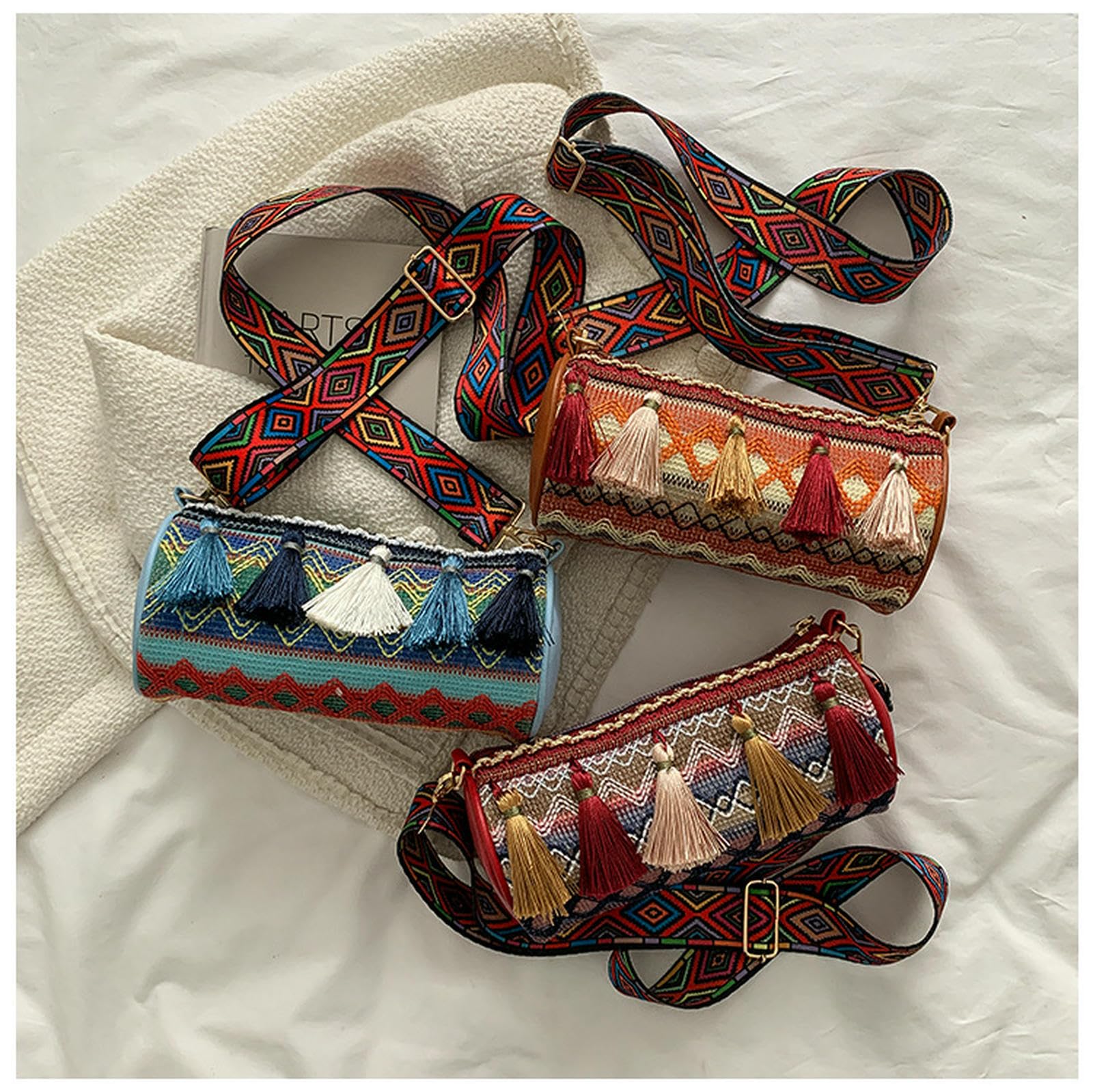 Torebki damskie mini crossbody -torebki dla kobiet czeskie sprzęgła portmonetki frędzle -pakiet kopertowy portmonetka czerwona