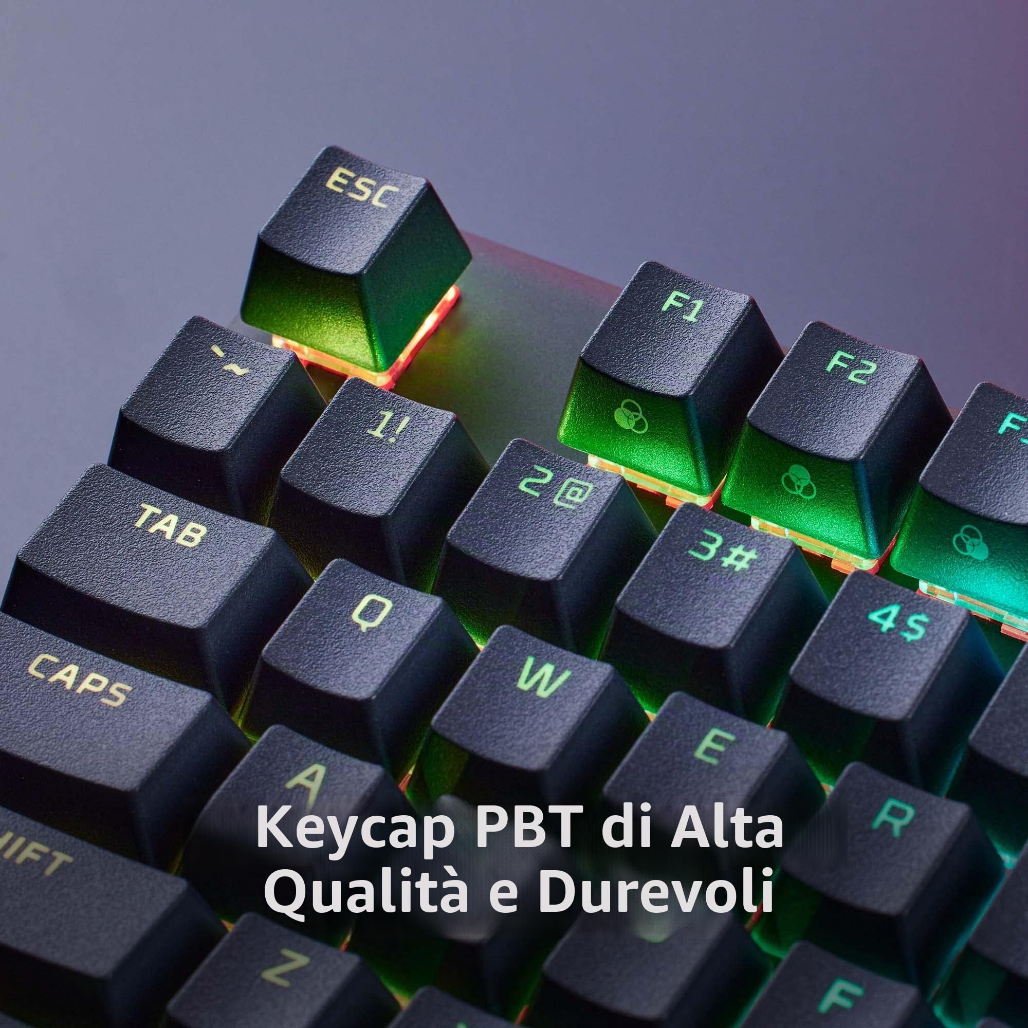 HyperX Alloy Origins PBT, Tastiera Meccanica da Gaming Cablata, Illuminazione RGB, Telaio in Alluminio, 80 Milioni di Pressioni, Copritasti presenti, 3 Dispositivi Collegabili, Layout Inglese, Nera