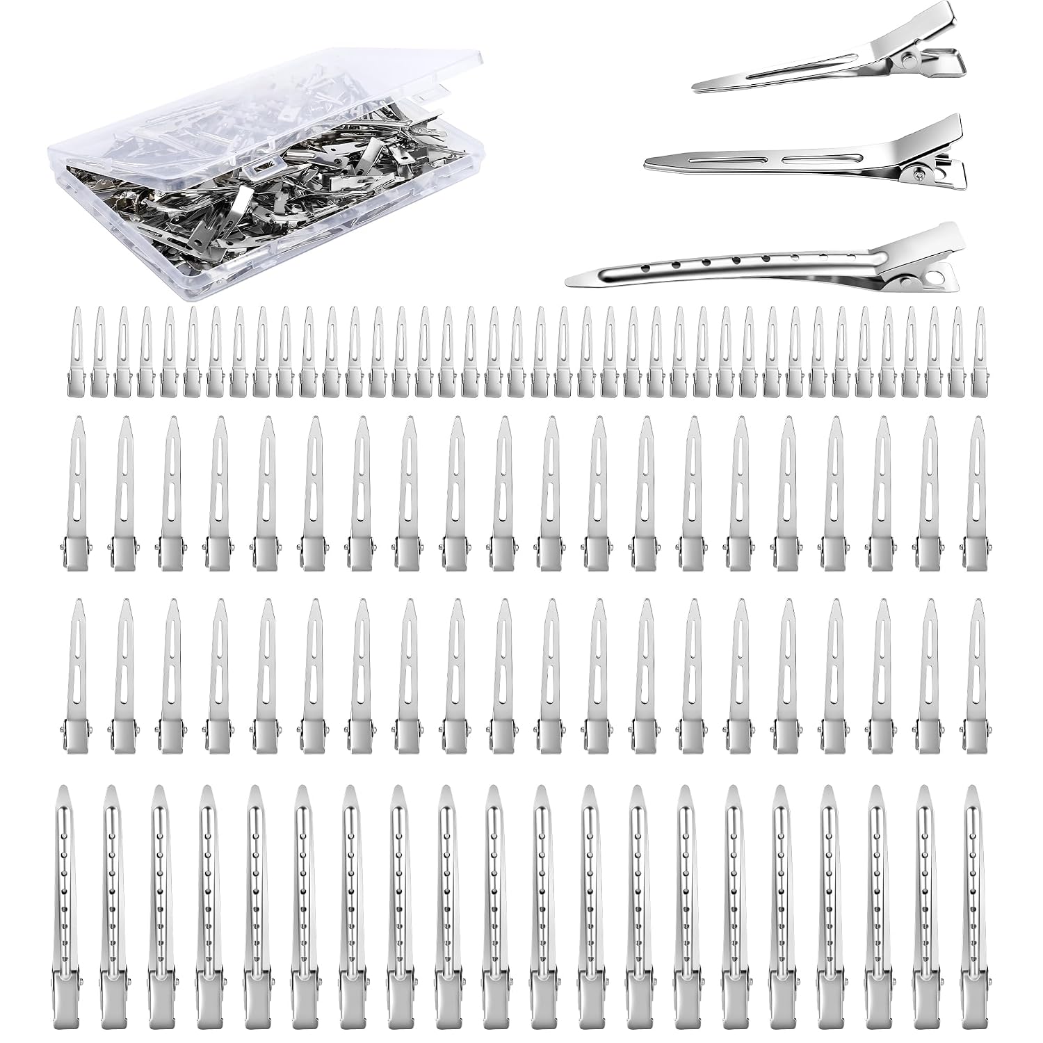 100 Pinzas metálicas plateadas para cabello miniatura 1