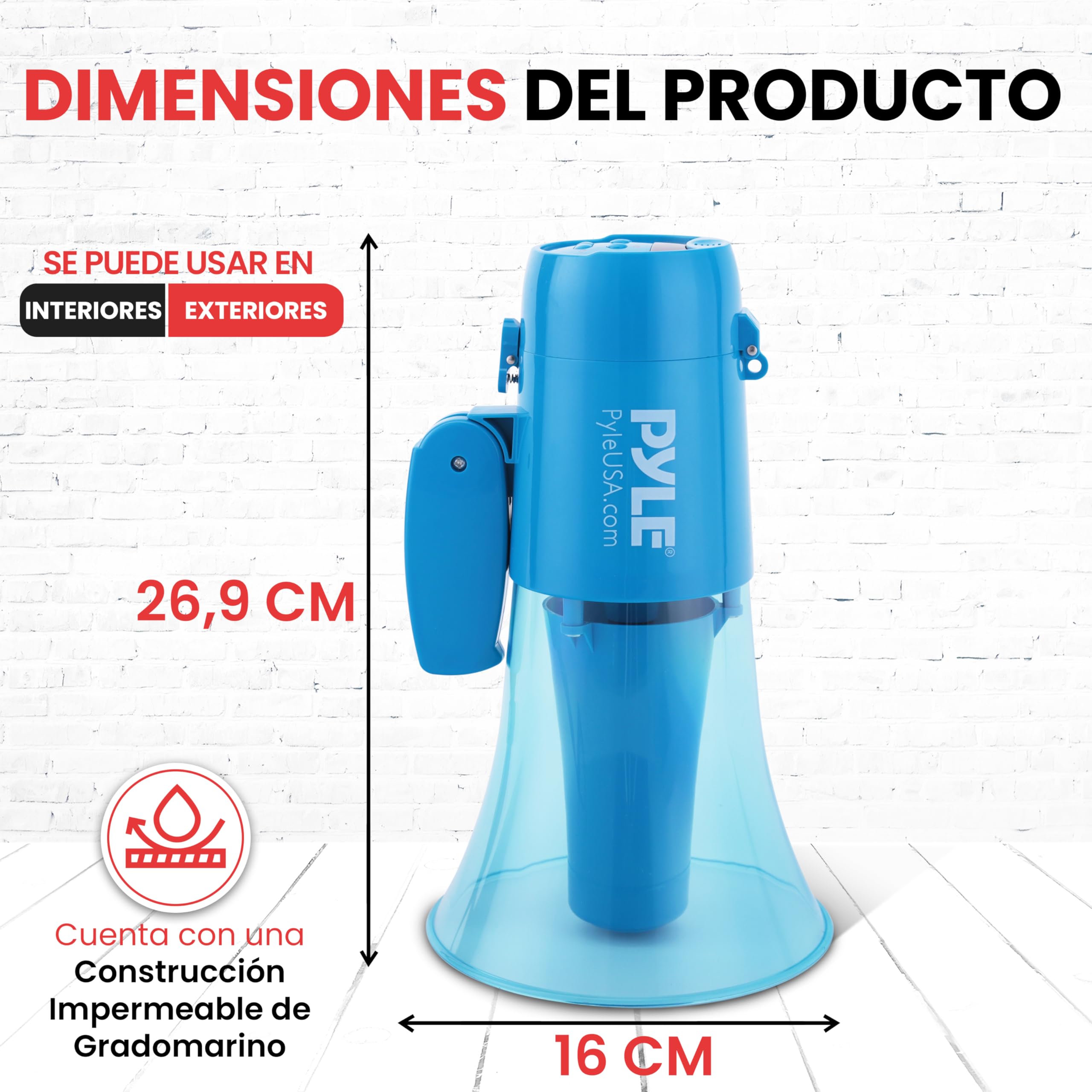 Pyle megafono, Portatil, A Prueba de Agua, Ideal para Interiores y Exteriores, Funciones de grabacion, Sirena y Musica, 30V — view 7