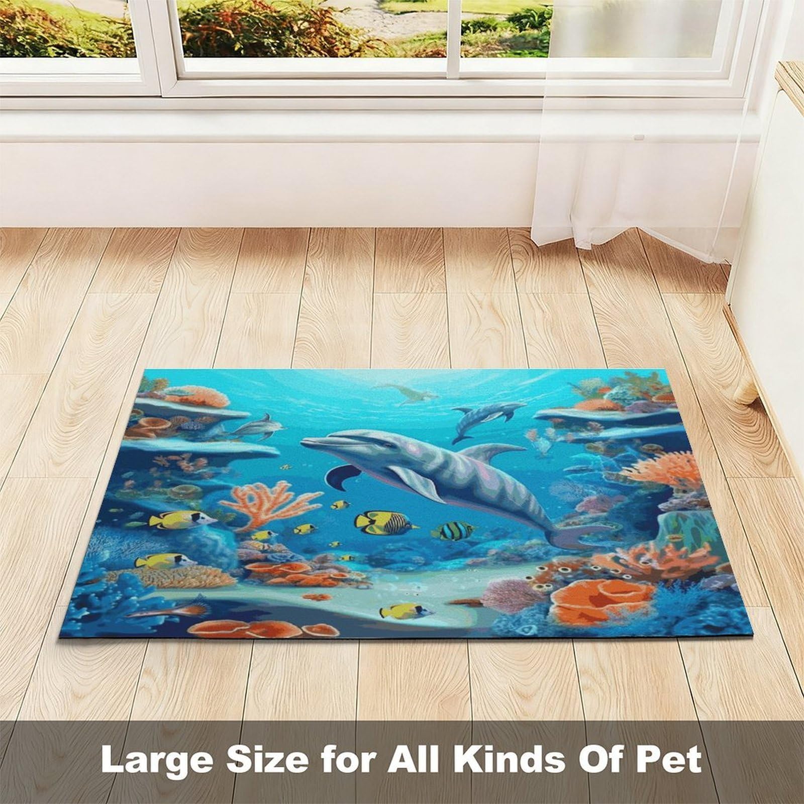 Tapis d'alimentation antidérapant pour chat et poisson corail, poisson corail, dauphins, tapis d'alimentation pour animaux de compagnie, tapis de nourriture pour chien et chat, facile à nettoyer pour