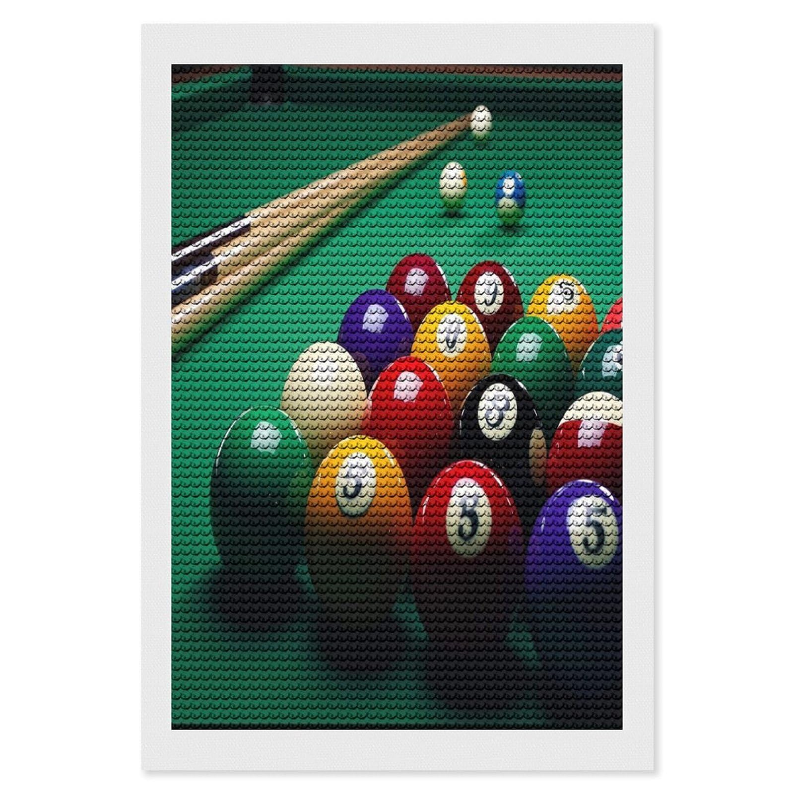 FekiLoot Billiards Diamond Painting Kits for Beginners DIY Diamond Art Kits for Adults Full Drill Round Diamond Dot Gem Art Painting Fun DIY Crafts for Home Kitchen Wall Decor Gift 8"x12"