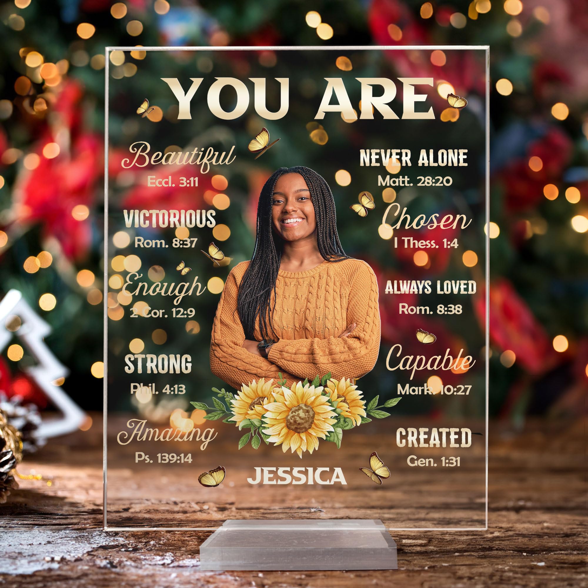 Macorner Personalized Acrylic Plaque - Custom Photo You Are Beautiful Victorious - Gifts for Mom Grandma Sister Friend Coworker Women - Inspiration