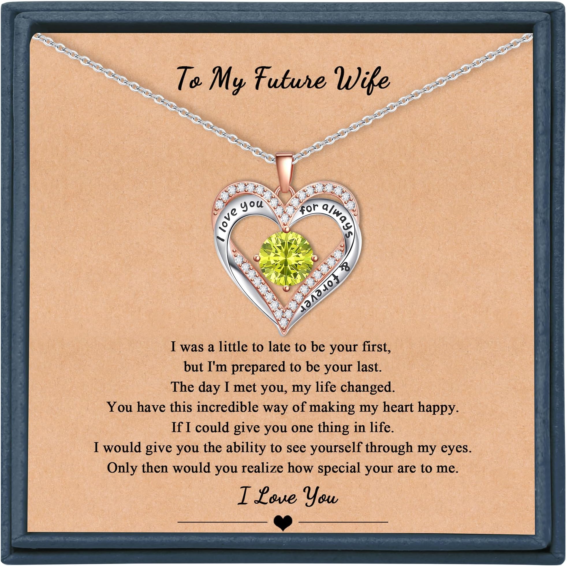 MemgiftNecklaces for Women Birthstone Crystals Jewelry Necklaces Silver Forever Love Heart Pendant Necklace Birthday Gifts for Future Wife Christmas Graduation Valentine's Day Thanksgiving Jewelry