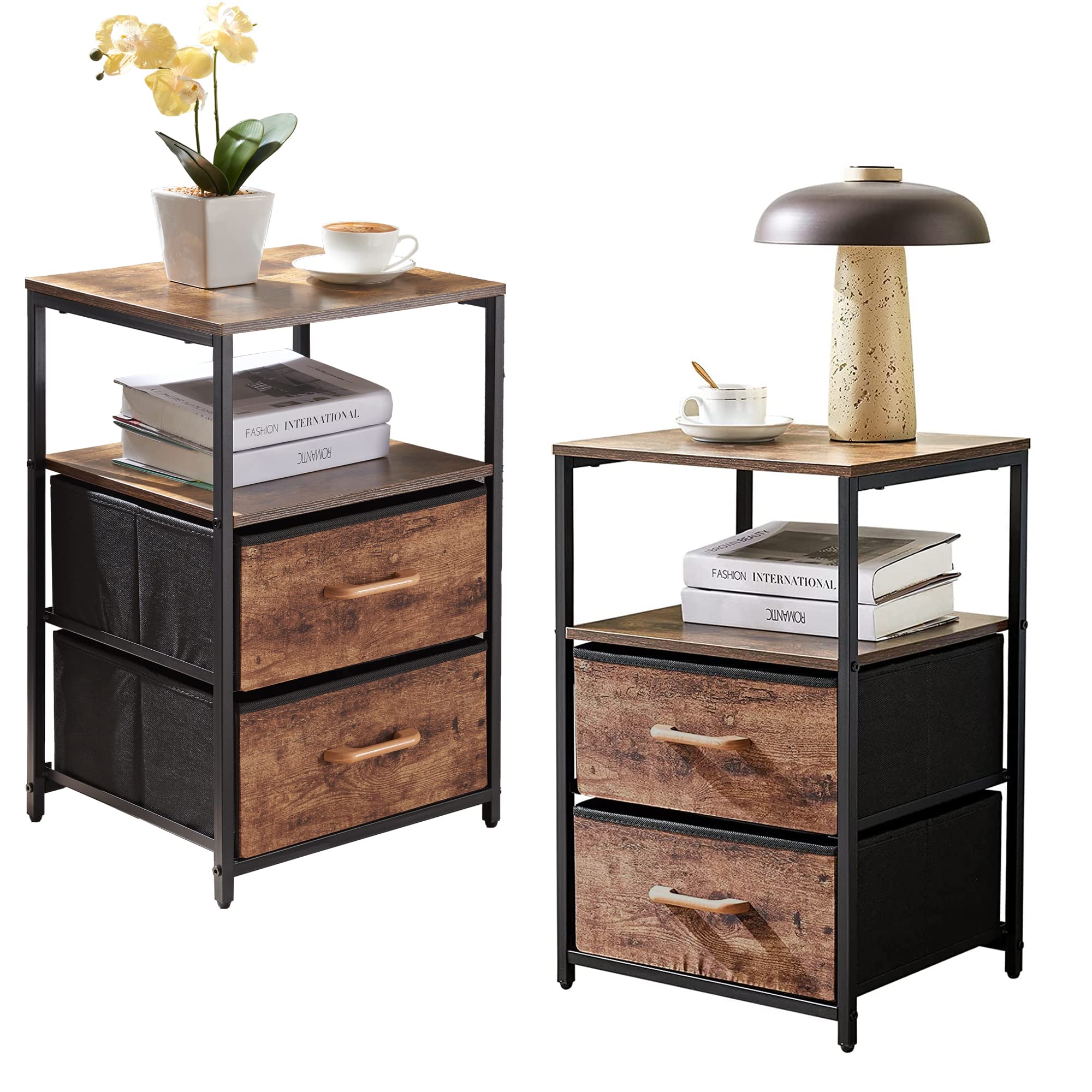 Nopurs Nightstands Set of 2, Bedside Table with Storage Drawer