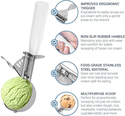 Vista 11 de Meadow Lane Cuchara de gatillo, tamaño #24 (2 pulgadas de diámetro), capacidad de 2.7 cucharadas, acero inoxidable, control de porciones, cuchara