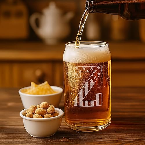 Miniatura 115 de Vaso en forma de lata de cerveza con monograma grabado - bandera de EE.UU.