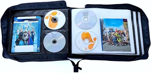 Miniatura 2 de Estuche de almacenamiento para DVD y CD con páginas extra anchas para Blu Ray Movie Music Audio Disk (portatarjetas de transporte portátil, cartera,