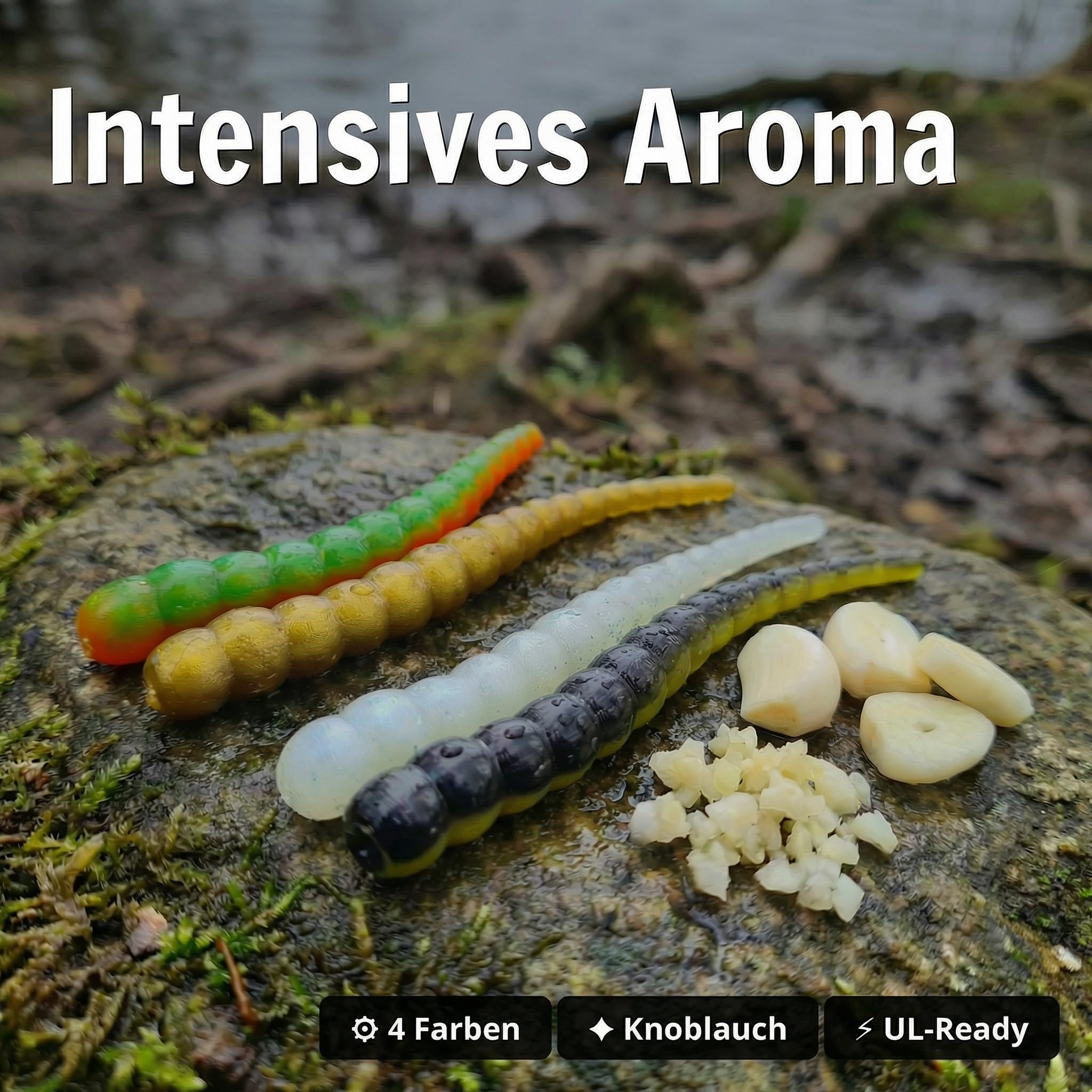 Zite Fishing Curly Viper - Esca per trote, in gomma, 8 pezzi, 6,5 cm, forma di serpente, per trote, girevole e senza ftalati e fatti a mano