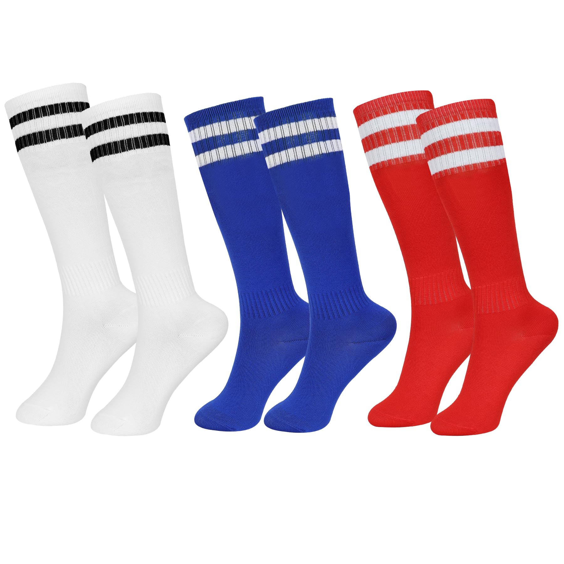 Zzxlw Jungen Fußball Socken Kinder Knie Hohe Sport Socks für Laufen Training & Matches - Elastische & Komfortable Athletik Team Socken 3 Paar 4-13 Jahre