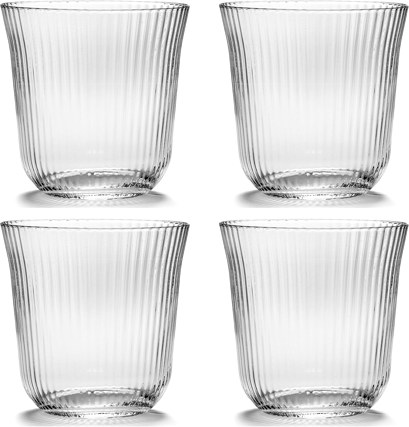 Serax Large Whiskey Glasses Drinking Set of 4 | Inku Glassware by Sergio Herman | Clear Glass Tumbler Cups without Lids | Home Essentials, Cocktail Glasses | Whisky, Beer, Juice, Water