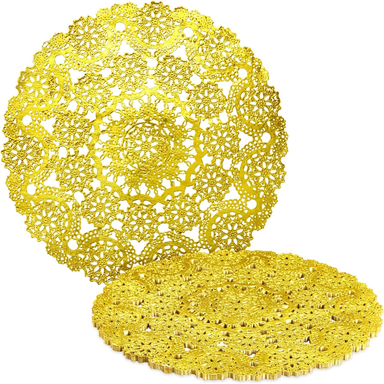 Gold Placemats & Paper Doilies - 12" Round, 60 Pack, Medallion Style - Gold Doilies for Tables & Disposable Placemats - Party Table Decorations