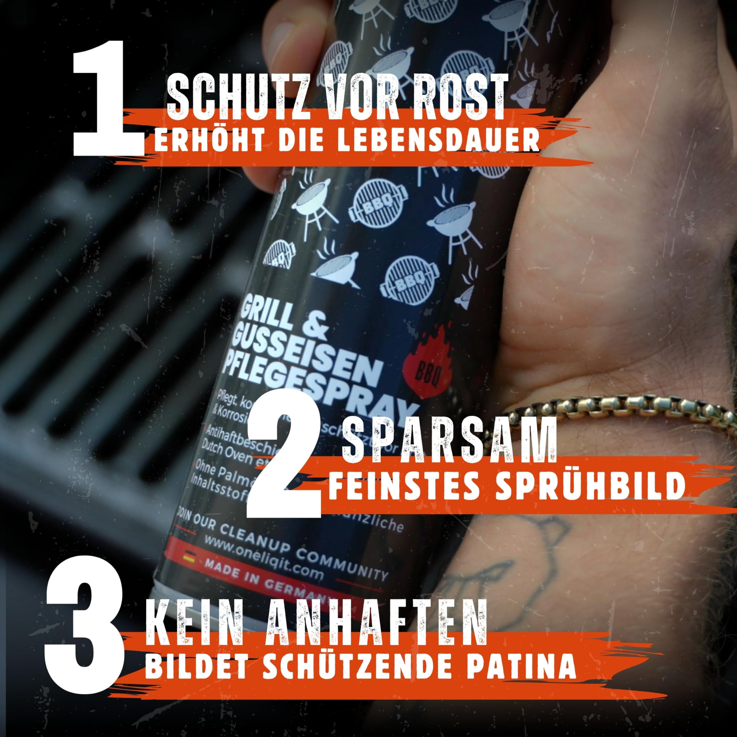 Vorteilspack Gusseisen Pflegespray 3x400ml, Dutch Oven Pflege mit Antihaftfunktion verhindert Anhaften des Grillguts, für die einfache Pflege von Grillrost, Dutch Oven und Pfannen
