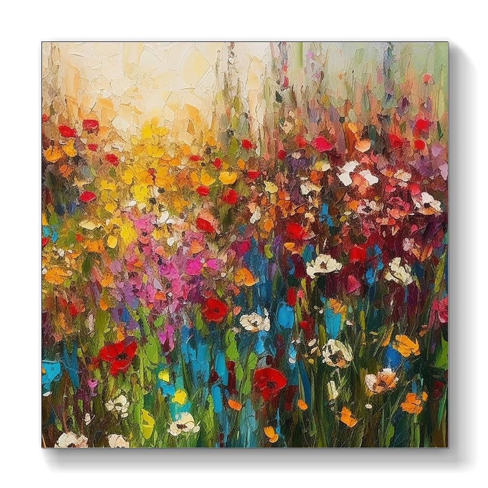 UYLHJKLZ Abstract Colorful Textured Flower Oil Painting