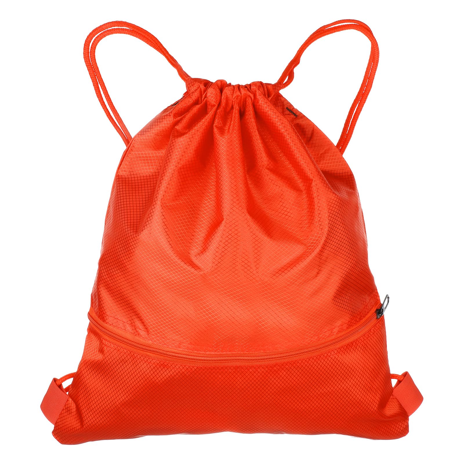 sourcing map Drawstring Backpack Bag 16.5" x 19.3" Oxford Cloth Bulk Cinch Sack Unisex Waterproof Draw String Back Sack with Zipper Pockets for Sports Gym Travel Swimming Beach, Orange