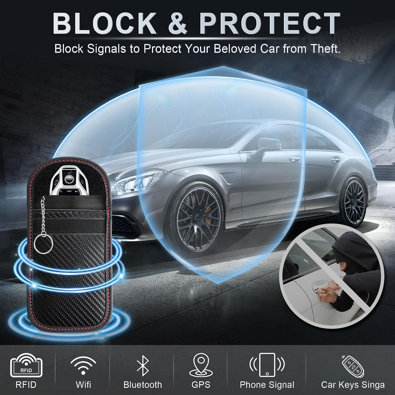 LivTee Faraday Key Fob Protector, RFID Blocking Faraday Bag for Car Keys (3.54'' × 5.51''), Anti-Theft Signal Blocking Pouch for Key Fob Security (2 Pack)