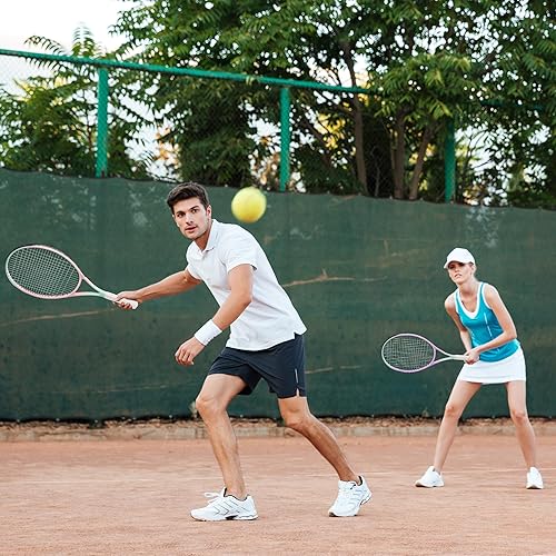 Miniatura 7 de OGEENIER Juego de raquetas de tenis de 27 pulgadas para adultos, raquetas de tenis preencordadas para principiantes, juego de tenis recreativo para