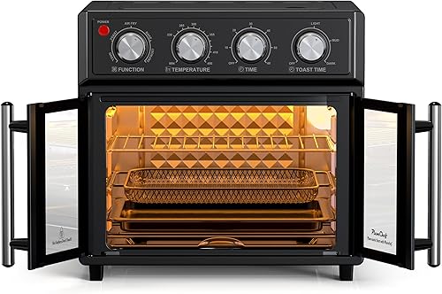 Miniatura 8 de PlumChef - Horno tostador francés de doble puerta de gran capacidad, 29.5 cuartos de galón, 1700 W, 7 menús preestablecidos, 7 en 1 multifunción