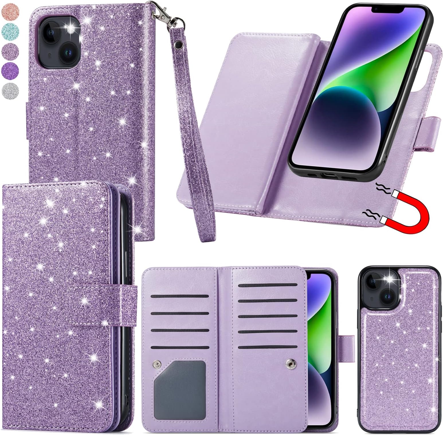 SUANPOT Compatible With IPhone 16 Plus 6.7" Wallet Case With RFID