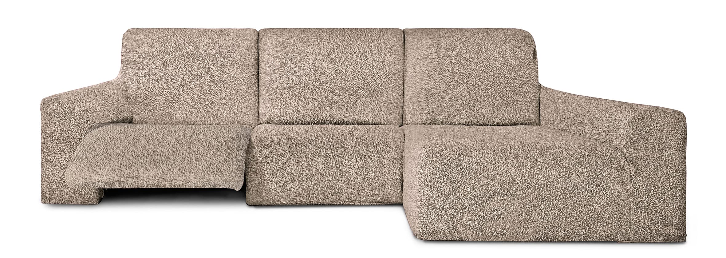 Housse de canapé beige foncé pour salon familial avec angle droit