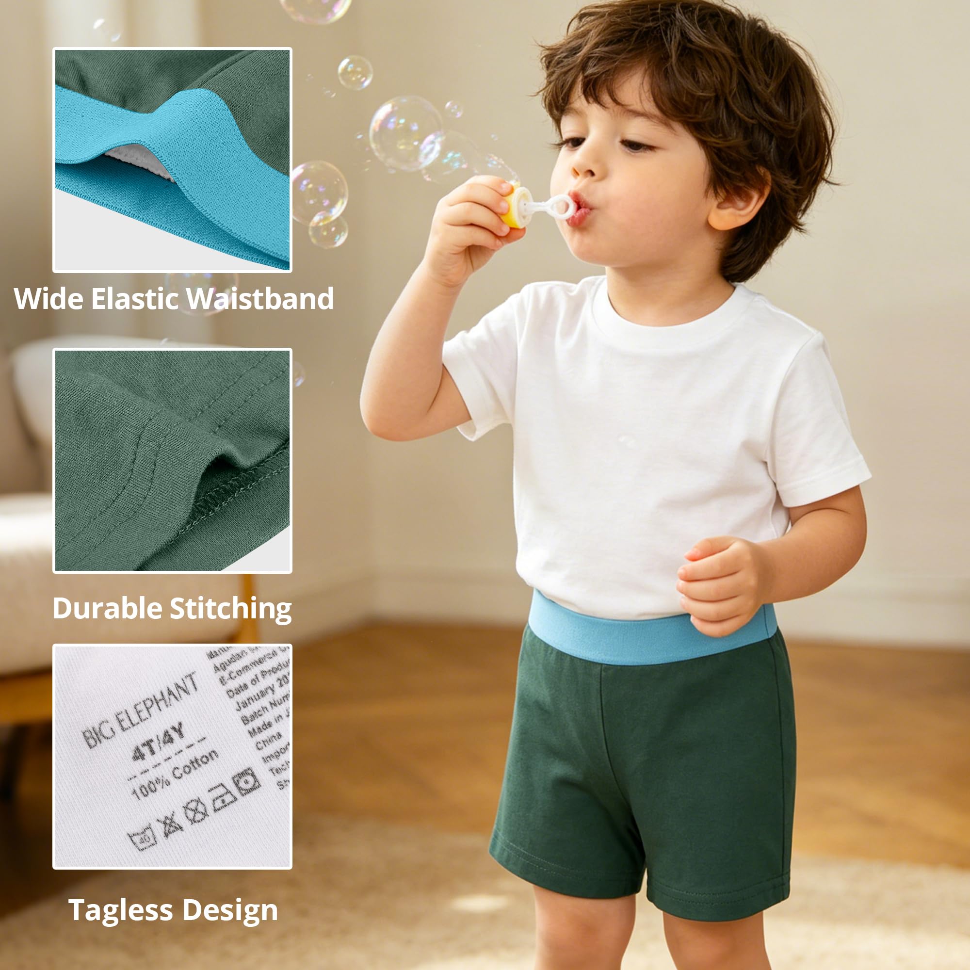 BIG ELEPHANT Mutandine Apprendimento Vasino 6 Pezzi, 100% Cotone | Mutandine boxer multistrato per bimbi, maschi e femmine, casa, asilo e uscite