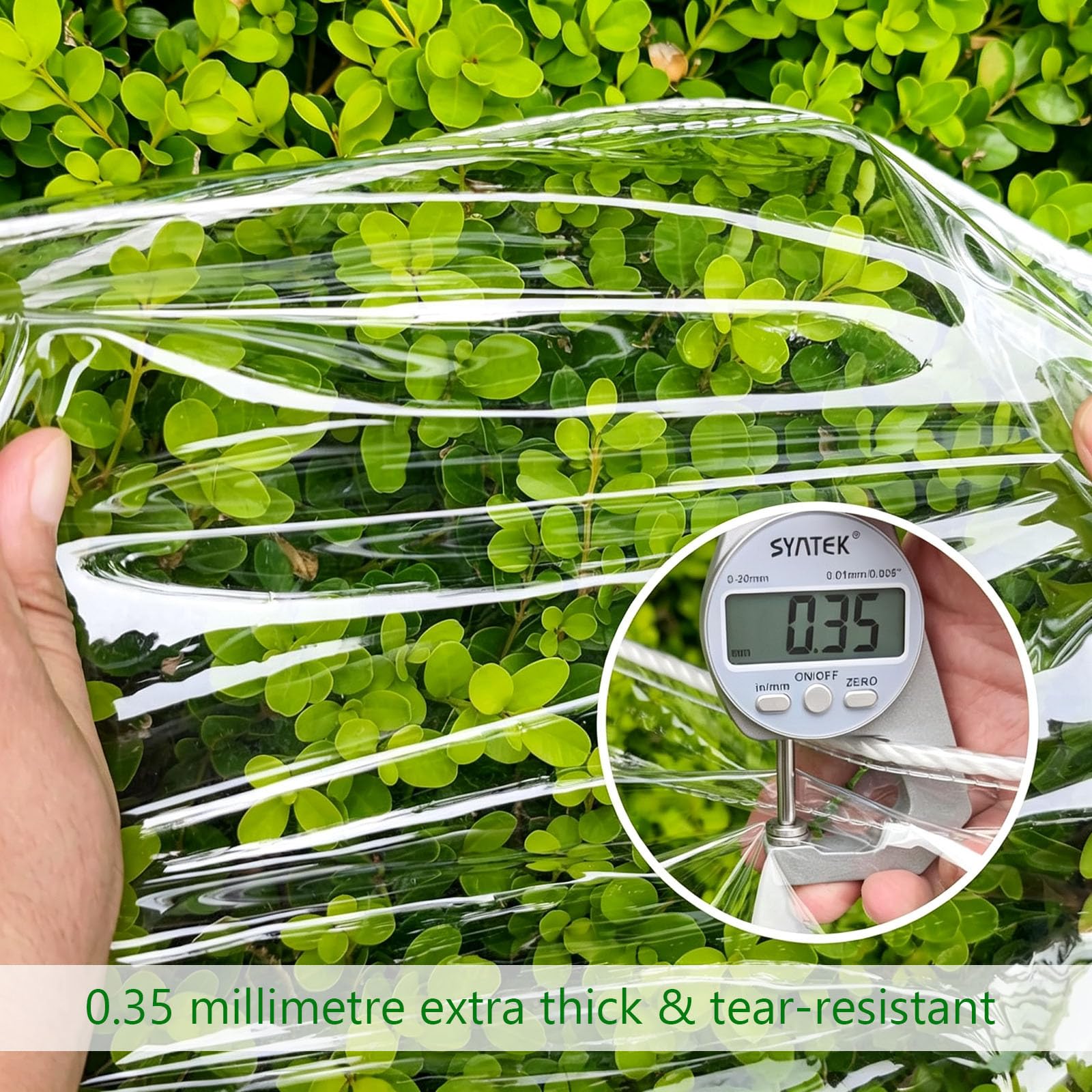 Bâche Transparente Extérieur 400g/m² PVC Renforcée Imperméable Anti-UV avec Œillets – Protection pour Serre, Pergola, Terrasse, Jardin et Balcon(4x4m)