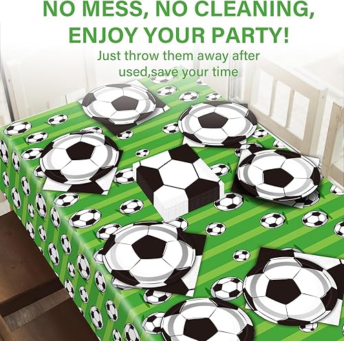 Miniatura 6 de Juego de 24 platos de fiesta de fútbol, servilletas, mantel, suministros de fútbol, vajilla desechable, decoración de vajilla, regalos para fiesta