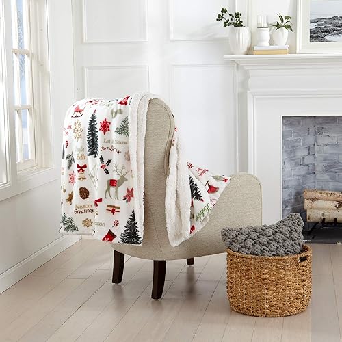 Great Bay Home - Manta de forro polar súper suave de sherpa, para Navidad, acogedora y cálida. Colección Eve (50 x 60 pulgadas)
