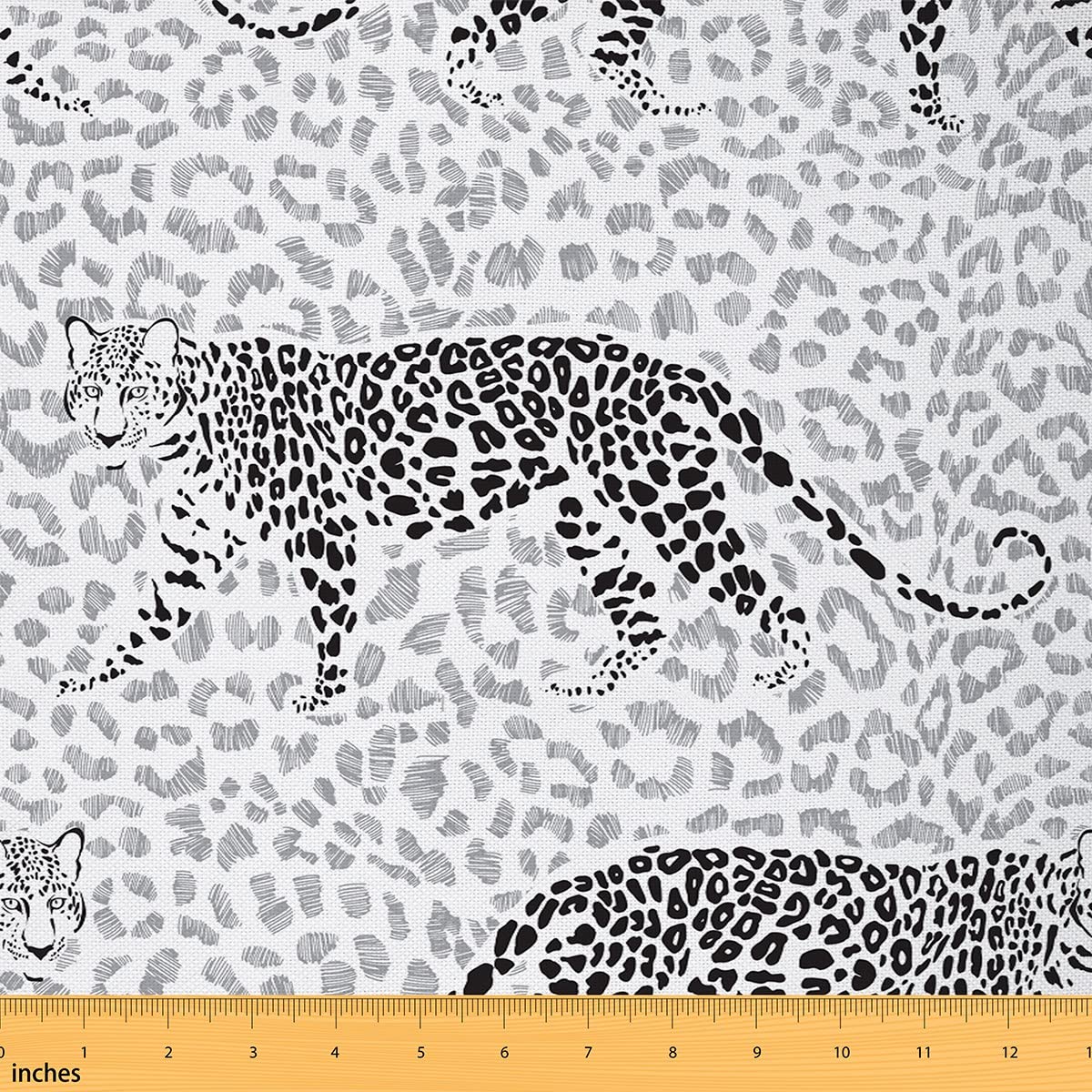 Leopard Print Fabric by The Yard Wild Cheetah African Animal Decor for Kids Teens Adults Western Rustic Jungle Style Fabric for Bed Outdoor Indoor DIY Projects 1 Yard Black White