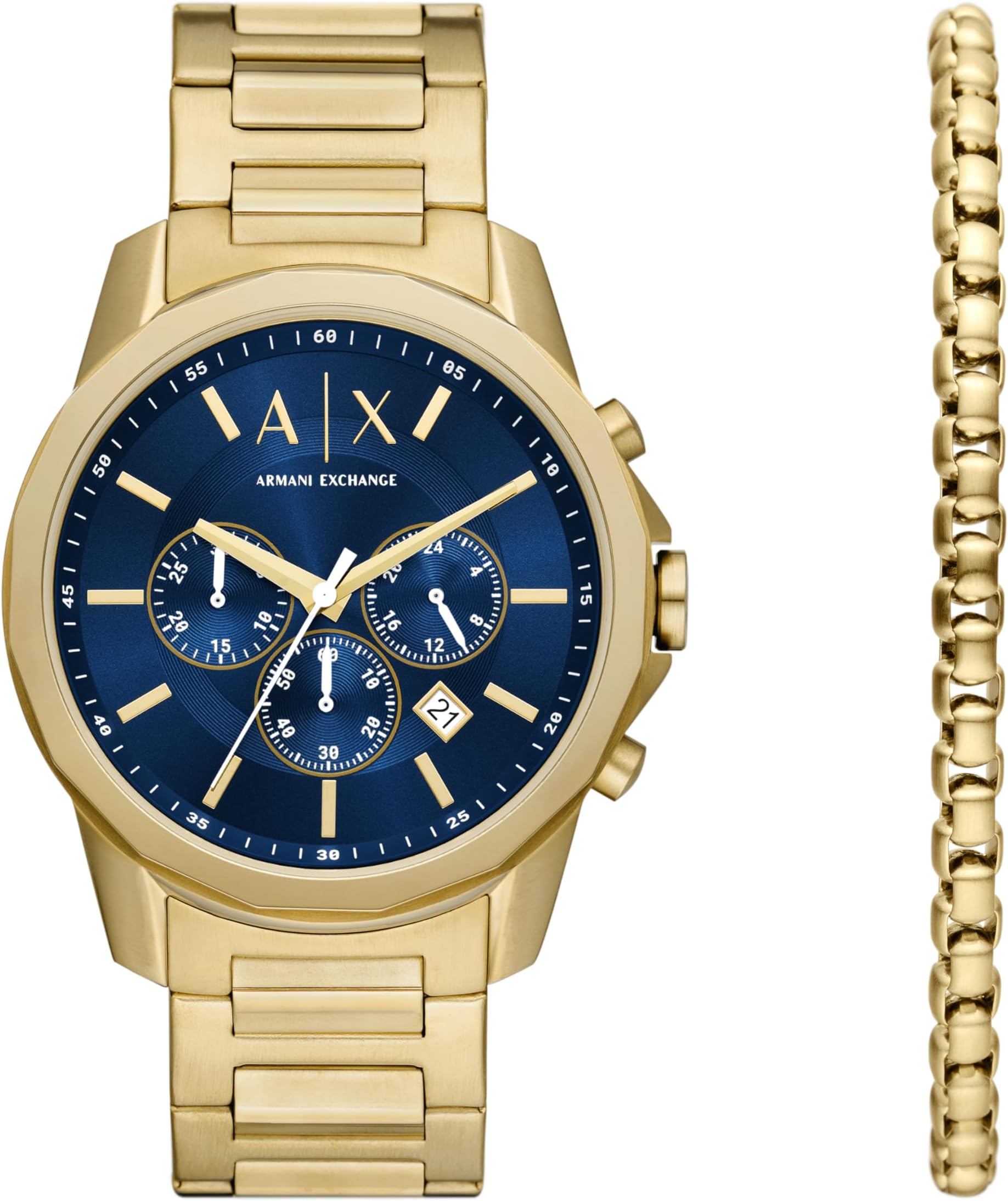 Armani Exchange Stainless Steel Analog Blue Dial Men's Watch-Ax7151Set ...
