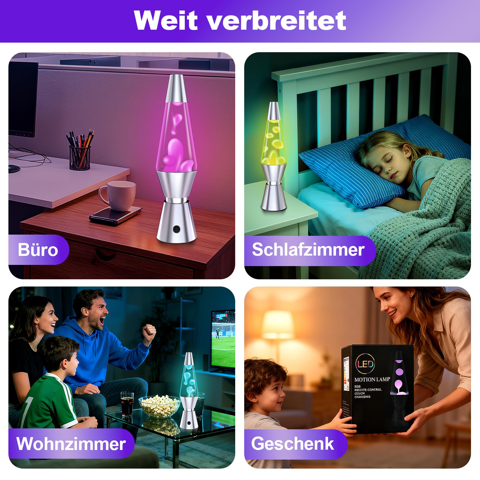 Lavalampe mit 17 Farbwechsel und Fernbedienung, Lavalampen 37cm für Erwachsene, Entspannende Stimmung LED Nachtlicht für Haus Schlafzimmer Büro, Geschenk für Valentinstag Geburtstag