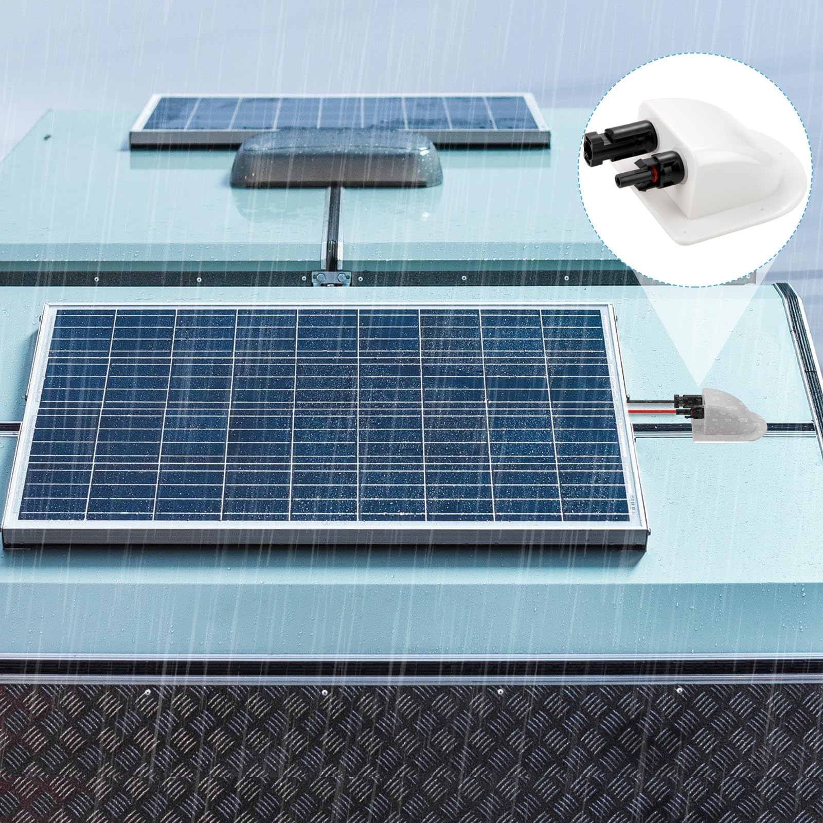 Mbsomnus 2 passacavo impermeabile ABS, passacavo solare, passacavo da parete, bianco, con doppio ingresso cavo, alloggiamento per pannelli solari, roulotte, barca, progetto solare