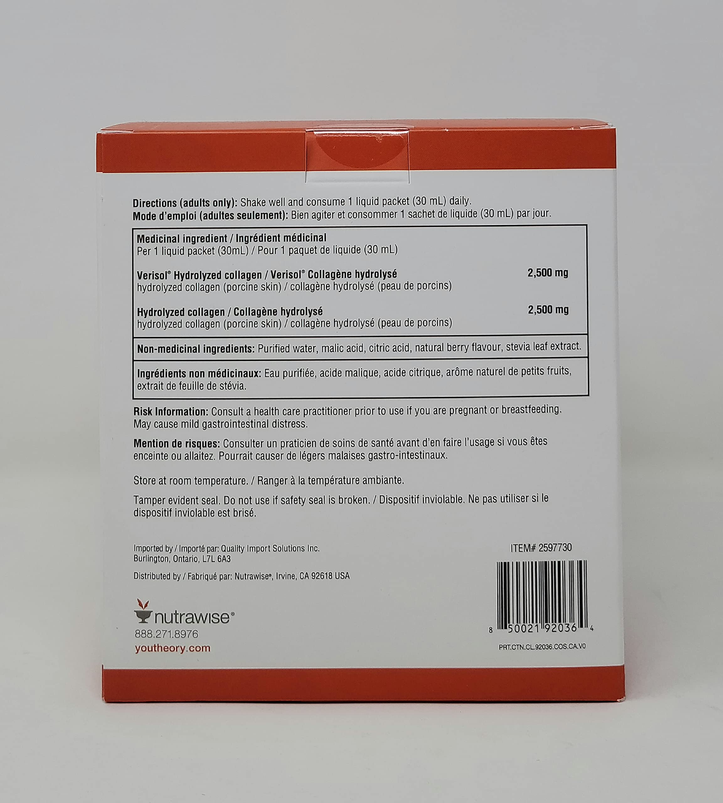 Youtheory Líquido de colágeno de bayas naturales sin azúcar, fórmula para piel saludable, 24 paquetes líquidos (720 ml)