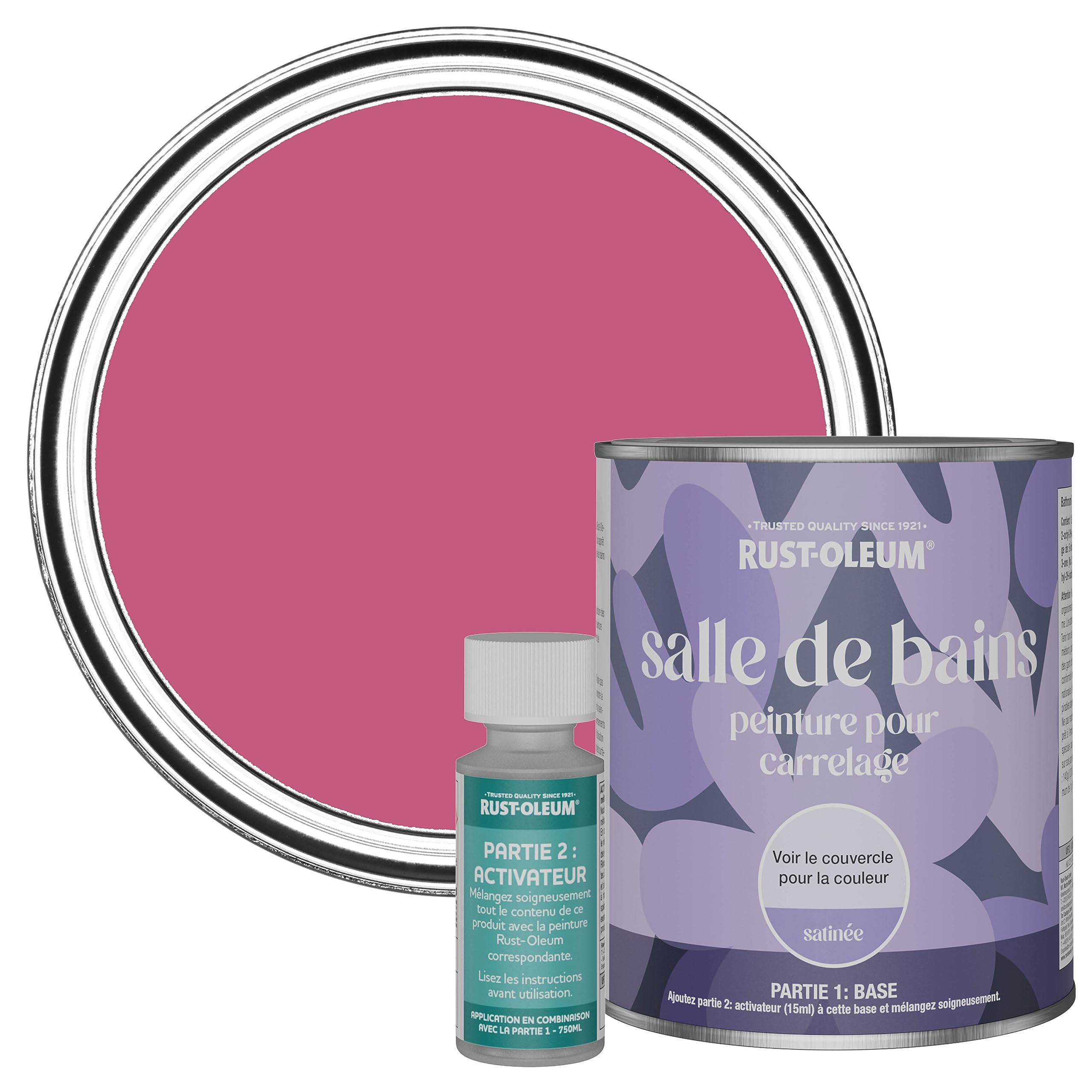 Rust-Oleum Peinture Rose Résistante à l'eau pour Carrelage de Salle de Bain, Finition Satinée - Framboise 750ml