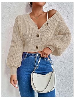 GORGLITTER Women's Button Up Cropped Cardigan Sweaters