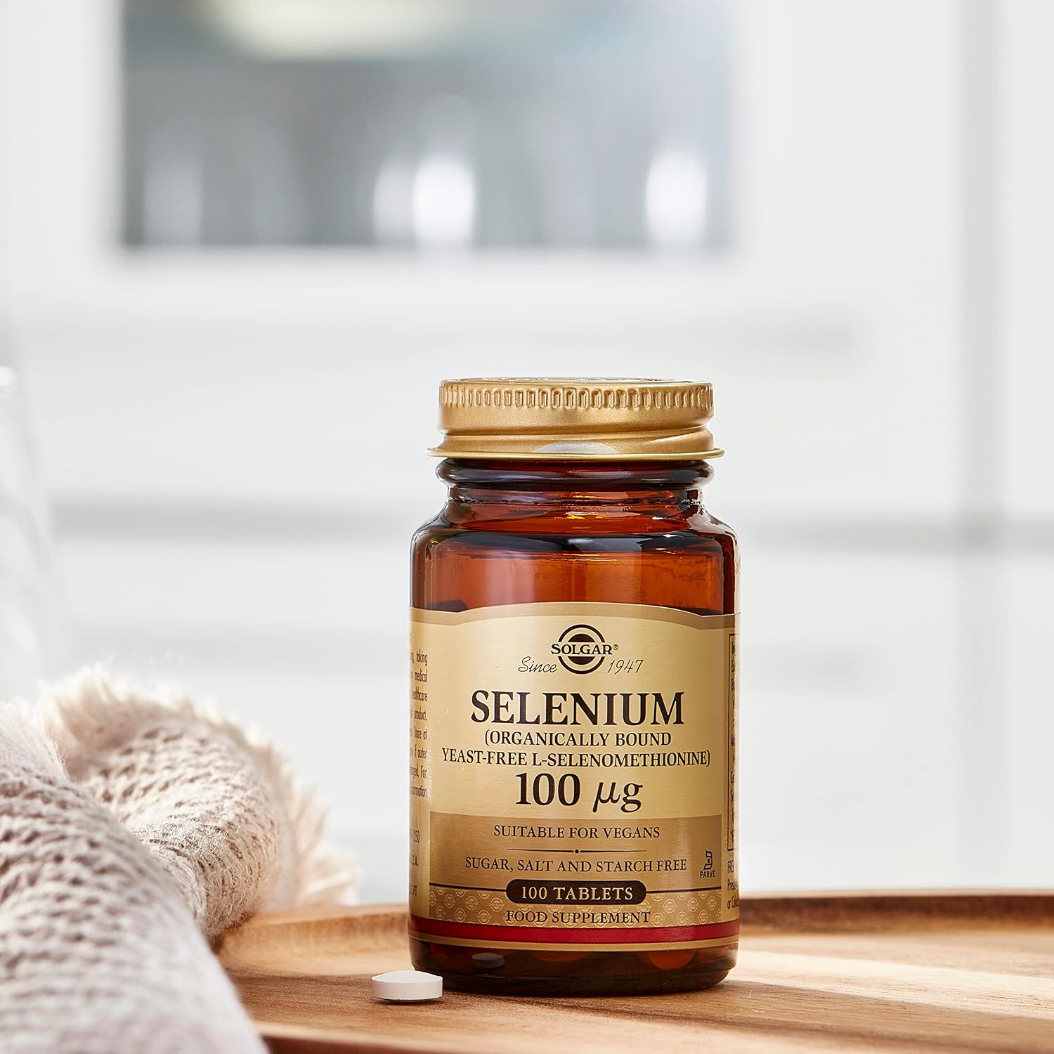 Solgar Yeast-Free Selenium 100 mcg, 100 Tablets - Supports Antioxidant & Immune System Health - Non-GMO, Vegan, Gluten Free, Dairy Free, Kosher - 100 Servings