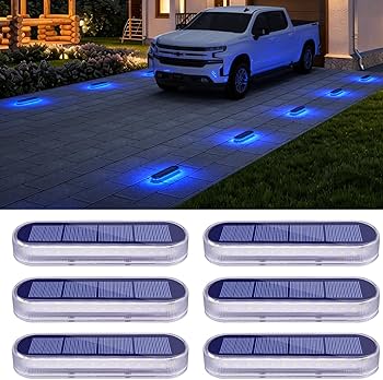 Honalia Solar Dock Deck Lights Outdoor, 6 Pack Blue Solar Step