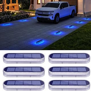 Solar Dock Deck Lights Outdoor 6Pcs Blue Solar Step Lights IP68 Waterproof