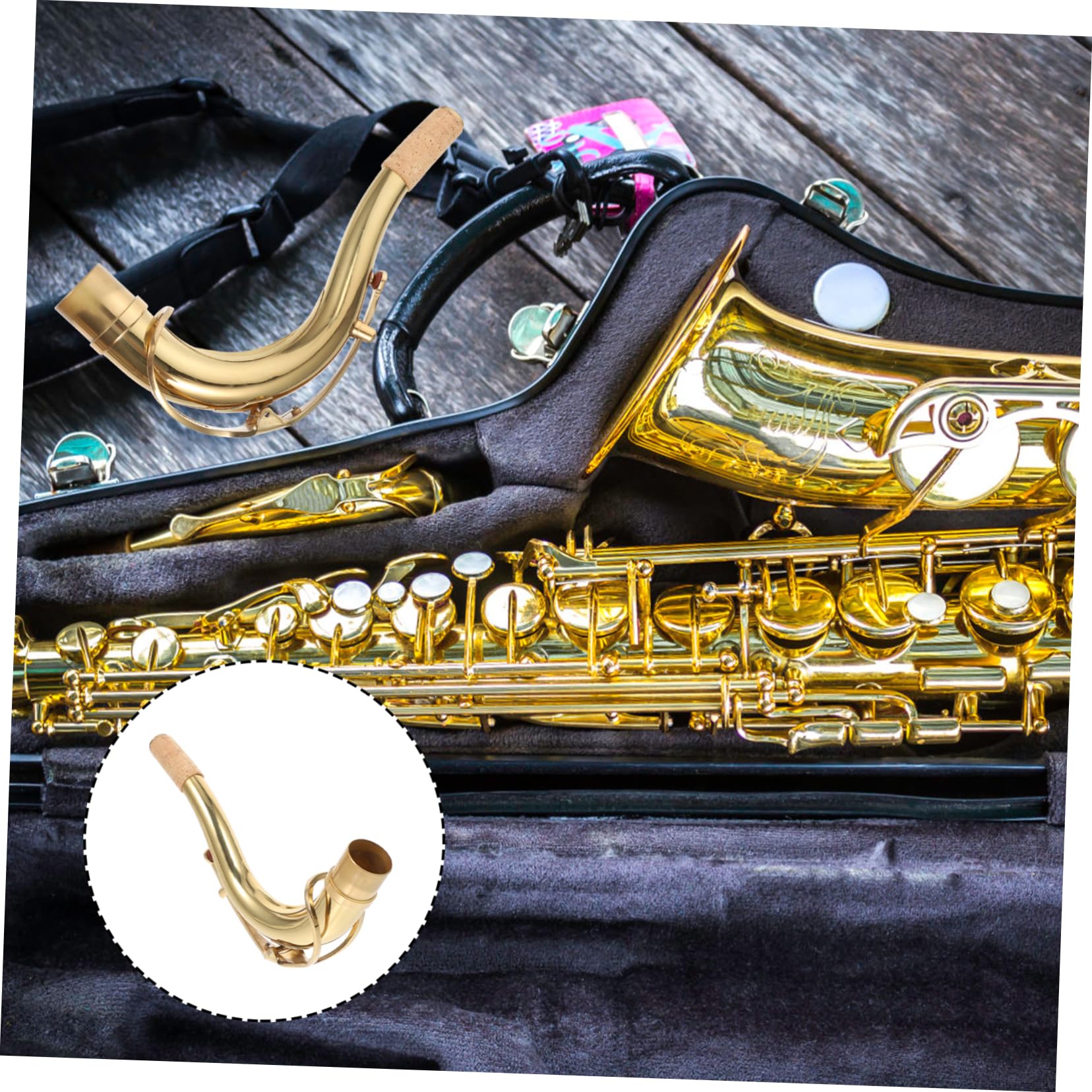 Collo Curvo per Sassofono in Ottone Oro, Tubo Professionale | Accessorio Pratico per Modelli Curva B, Parte Strumento per Amatori e Professionisti