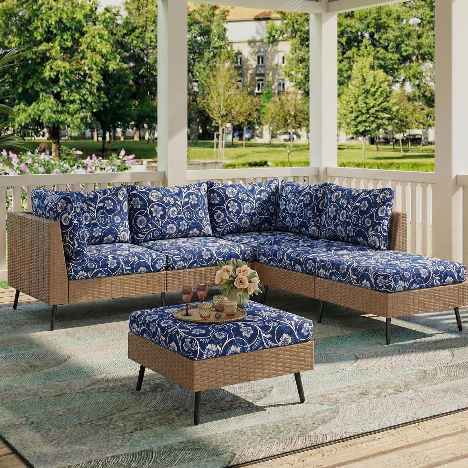 hyha Printed Couch Cushion Covers, Floral Sofa Covers Washable for 3 Cushion Couch, Stretch Pattern Outdoor Cushion Covers for Patio Furniture with Elastic Bottom(3 Packs, Baroque)