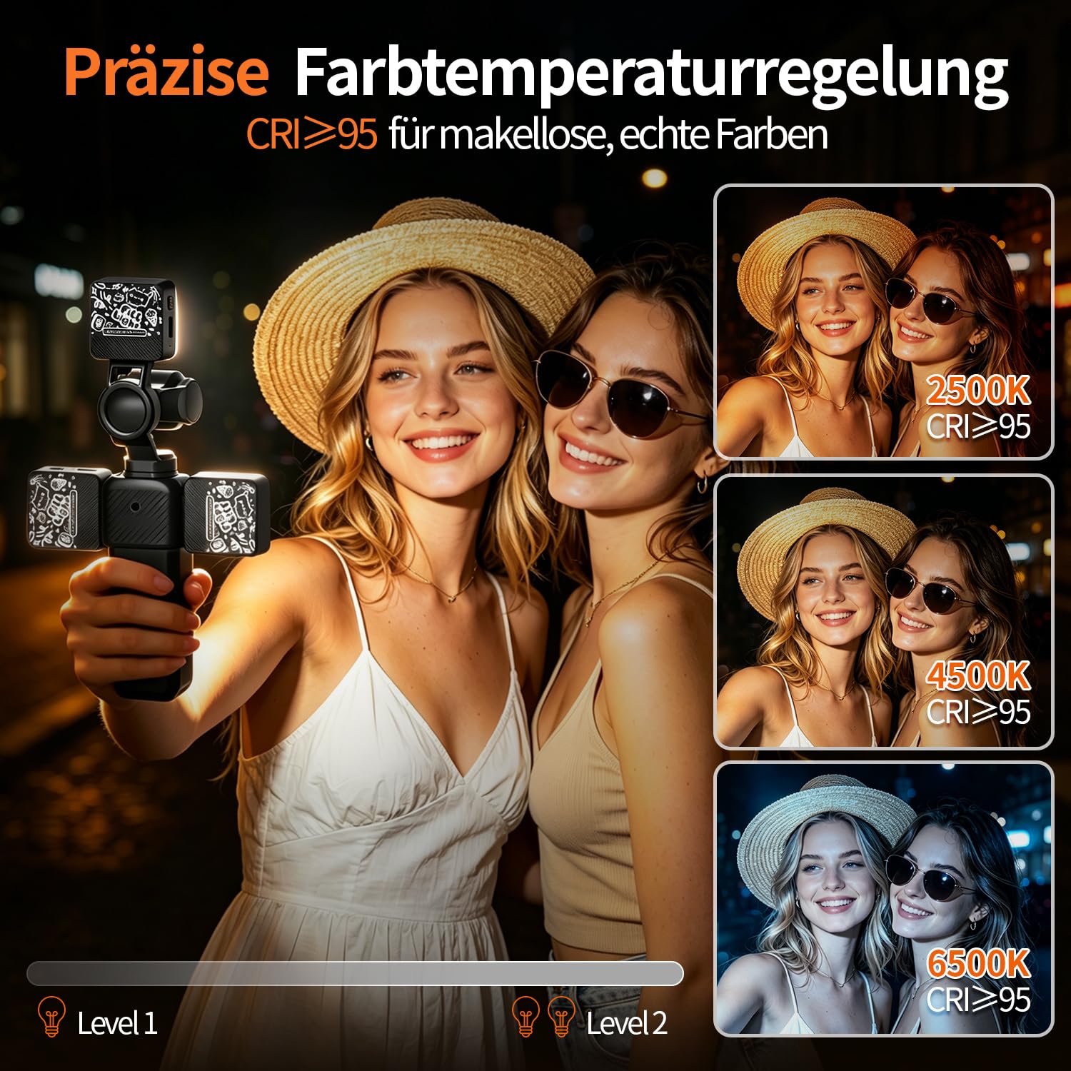 yAyusi 3er-Set Magnetisches LED Video Licht für DJI OSMO Pocket 4/3, 500mAh Mini Fülllicht, Pocket 4/3 Zubehör, CRI≥95, 2 Helligkeitsstufen ＆ 3 Farbtemperaturmodi für Selfie-Vlog-Aufnahmen
