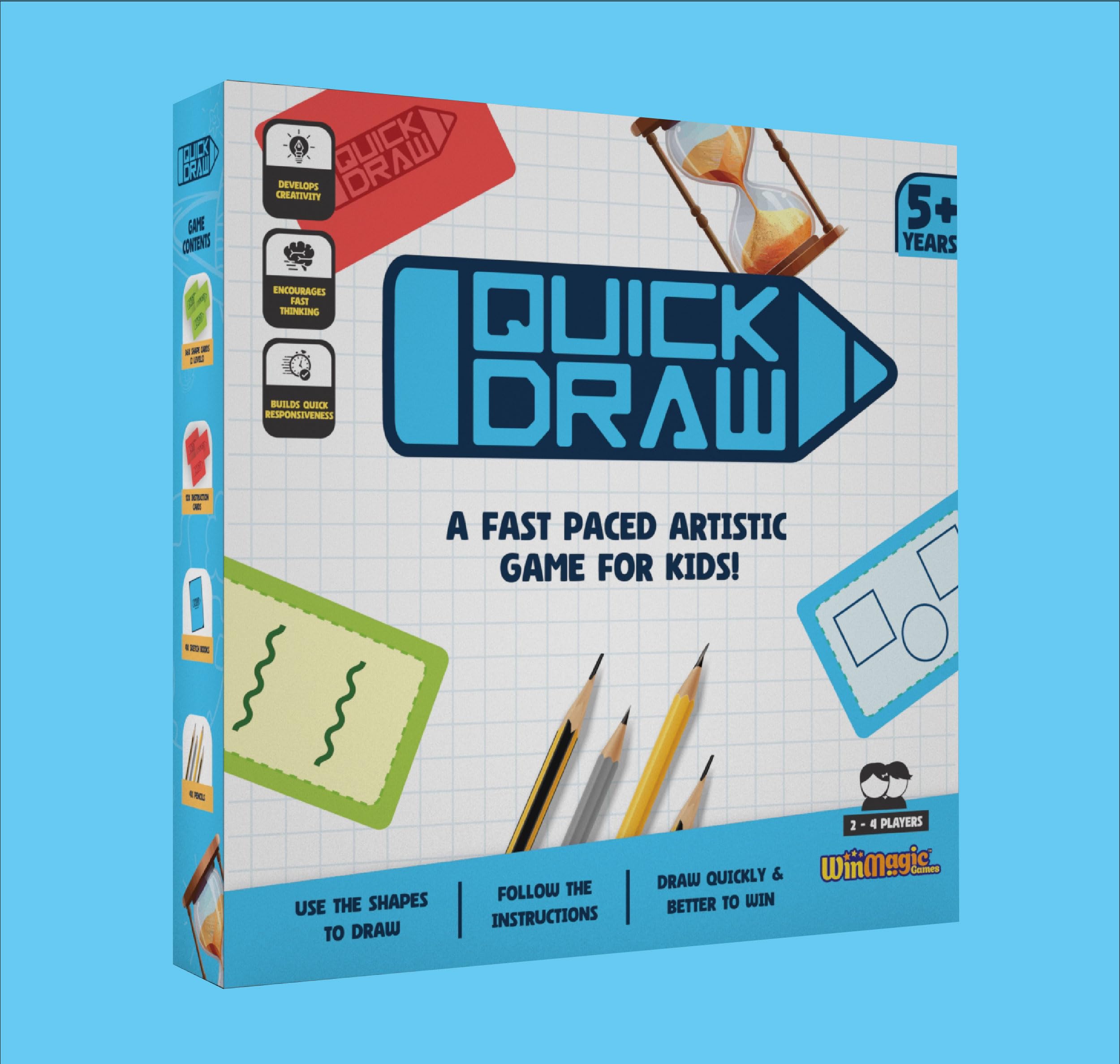 Quick Draw Board Game|Drawing Skill |Creative Thinking|Pictionary |Shape, Learning and Educational Toys I Social, Family & Fun I Best Gift for Kids 4+|2-4 Players|Made in India
