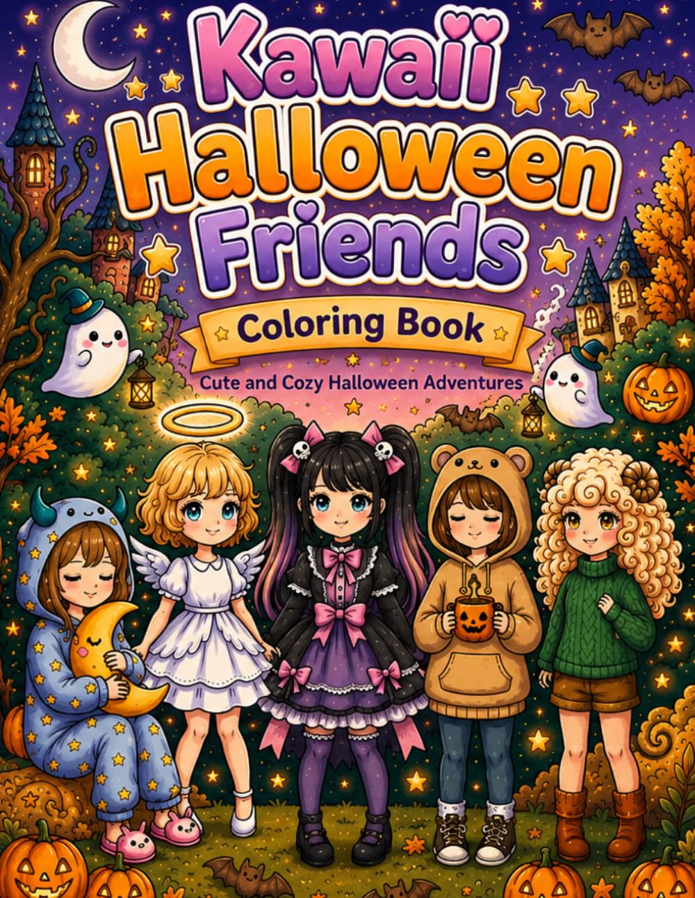 Kawaii Halloween Friends Coloring Book: Cute Ghosts, Pumpkins and Magical Friends